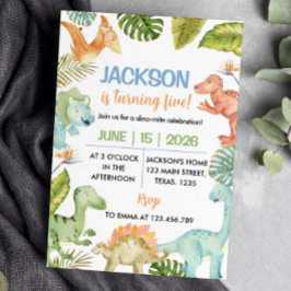 Oerwoud Dinosaurussen Verjaardagsfeestuitnodiging Kaart