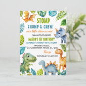 Oerwoud Dinosaurussen Verjaardagsuitnodiging Kaart (Staand voorkant)