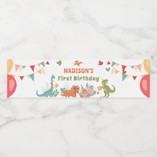 Oerwoud Dinosaurussen Verjaardagswaterflesetiket Waterfles Etiket (Enkel label)