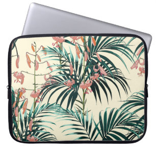 Oerwoud: Donkergroen, Oranje Lelie. Laptop Sleeve