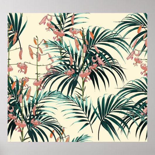 Oerwoud: Donkergroen, Oranje Lelie. Poster (Voorkant)