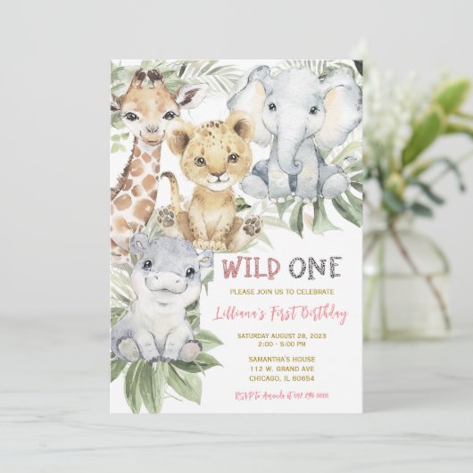 Oerwoud Eerste Meisjesfeest Kaart (Staand voorkant)