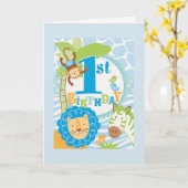 Oerwoud eerste verjaardag Kaart (Gele Bloem)