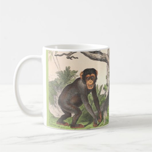 Oerwoud - Eierapen - Chimpansee -  Waterverf Koffiemok (Links)