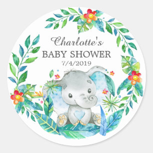 Oerwoud Elephan Baby shower Hartelijk dank voor de Ronde Sticker