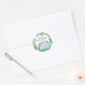 Oerwoud Elephan Baby shower Hartelijk dank voor de Ronde Sticker (Envelop)