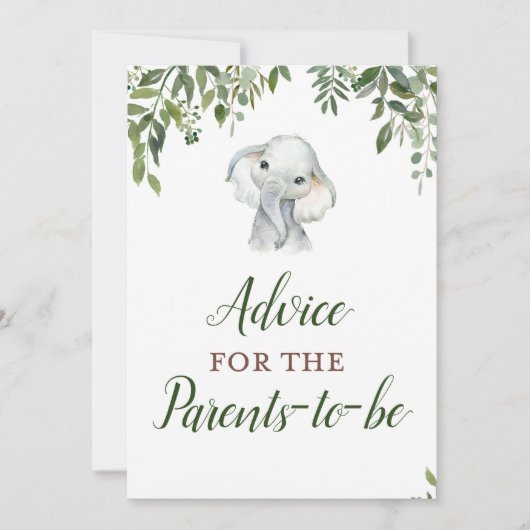 Oerwoud Elephant Advice for Parents Sign Size 5x7" Kaart (Voorkant)