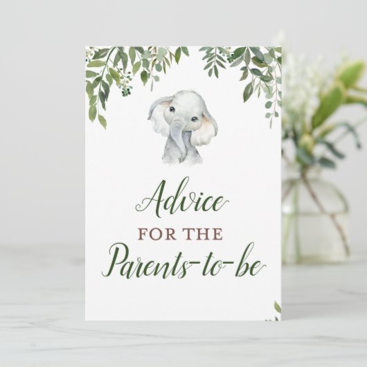 Oerwoud Elephant Advice for Parents Sign Size 5x7" Kaart (Staand voorkant)