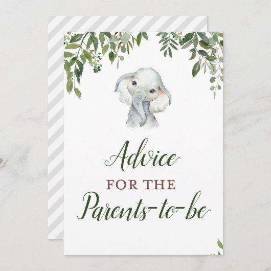 Oerwoud Elephant Advice for Parents Sign Size 5x7" Kaart (Voorkant / Achterkant)