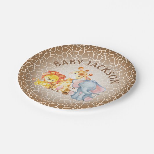 Oerwoud Elephant Baby shower Borden Papieren Bordje (Gekanteld)