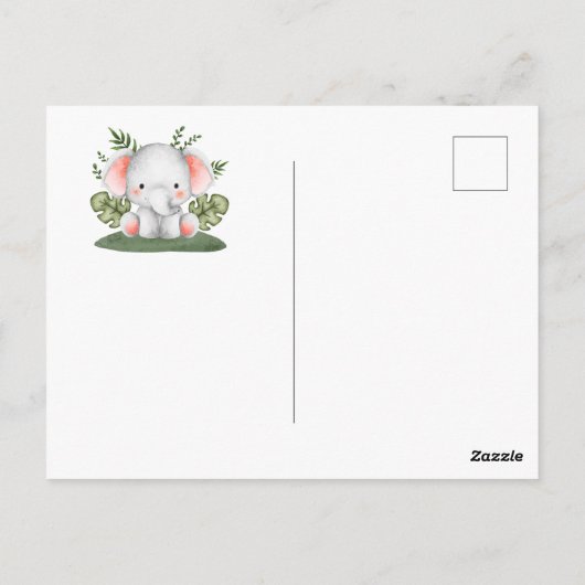 Oerwoud Elephant Baby shower Dank u Briefkaart (Achterkant)