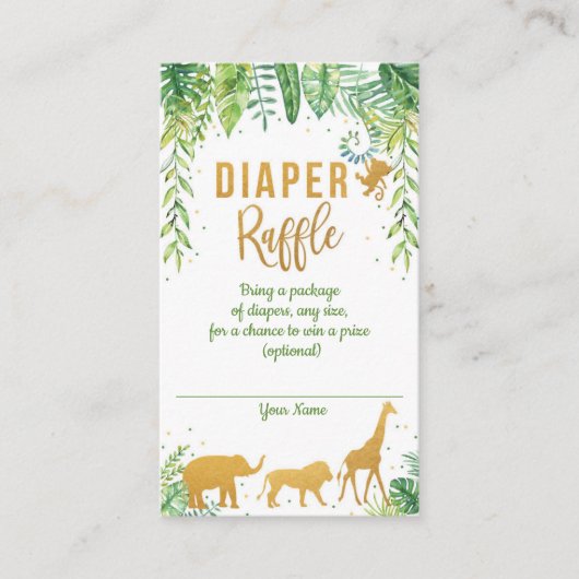 Oerwoud Elephant Baby shower Diaper Raffle Kaart (Voorkant)