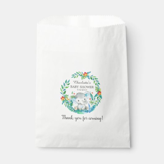 Oerwoud Elephant Baby shower Favor Bags Bedankzakje (Voorkant)