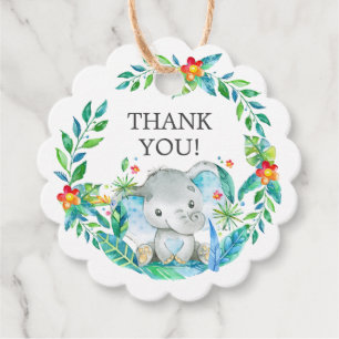 Oerwoud Elephant Baby shower Favor Gift Label