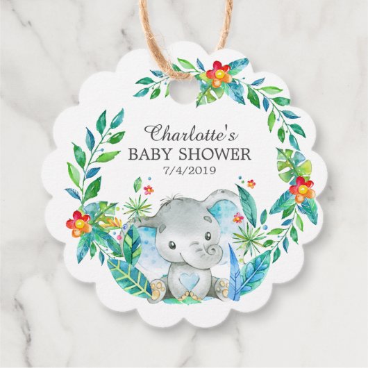 Oerwoud Elephant Baby shower Favor Gift Label (Achterkant)