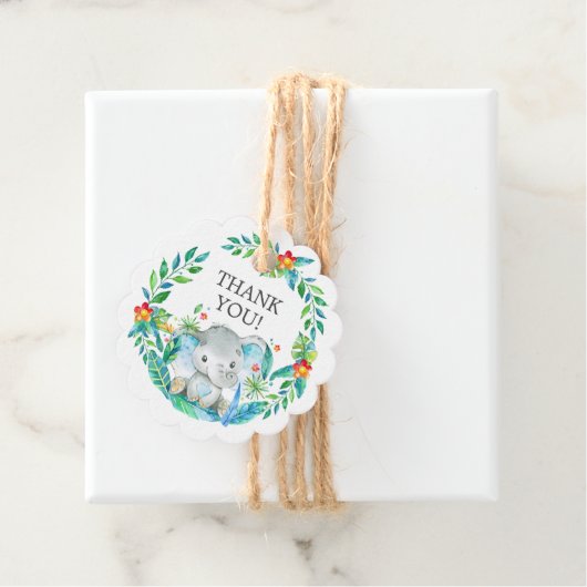 Oerwoud Elephant Baby shower Favor Gift Label (In situ)