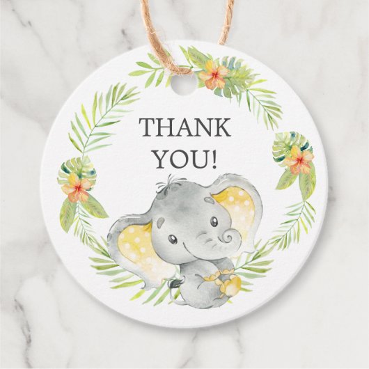 Oerwoud Elephant Baby shower Favor Gift Label (Voorkant)