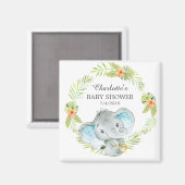 Oerwoud Elephant Baby shower Favor Magnet (Voorkant / Achterkant)