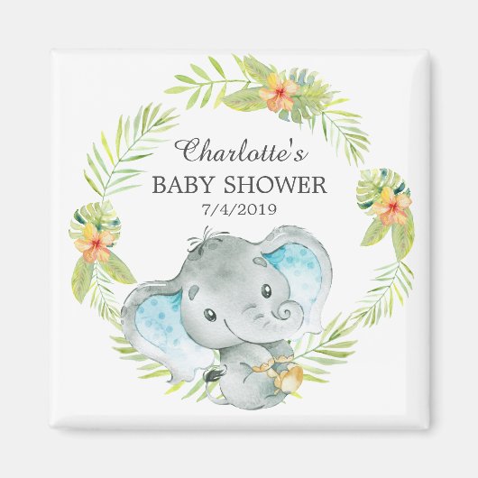 Oerwoud Elephant Baby shower Favor Magnet (Voorkant)