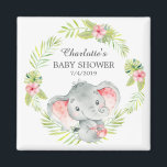 Oerwoud Elephant Baby shower Favor Magnet<br><div class="desc">Leuke oerwouden olifant magneet voor een meisjes baby shower. Wijzig de achtergrond door te klikken op aanpassen & gebruik onze kleurkiezer!. Overeenkomende objecten beschikbaar in onze winkel.</div>