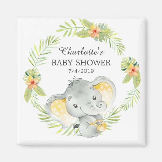 Oerwoud Elephant Baby shower Favor Magnet (Voorkant)