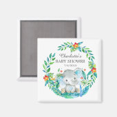 Oerwoud Elephant Baby shower Favor Magnet (Voorkant / Achterkant)
