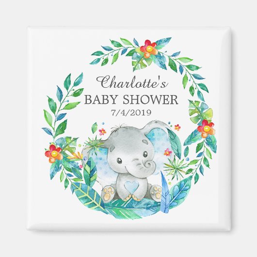 Oerwoud Elephant Baby shower Favor Magnet (Voorkant)