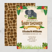 Oerwoud Elephant Baby shower Kaart (Voorkant / Achterkant)