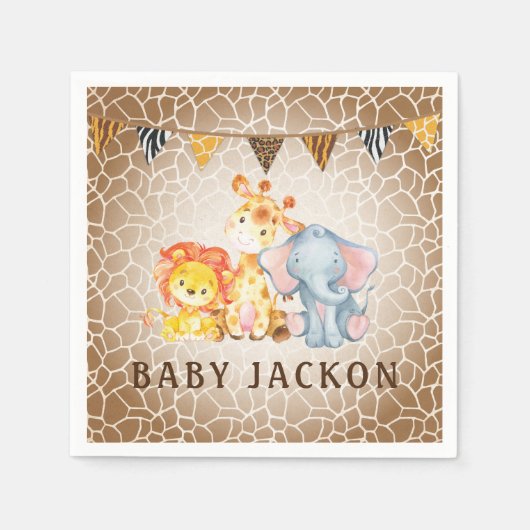 Oerwoud Elephant Baby shower servetten (Voorkant)