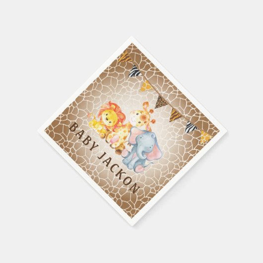 Oerwoud Elephant Baby shower servetten (Hoek)