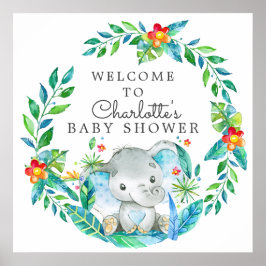 Oerwoud Elephant Baby shower Welkom Poster