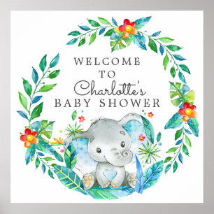 Oerwoud Elephant Baby shower Welkom Poster