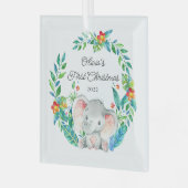 Oerwoud Elephant Baby's Eerste Kerstmis Glas Ornament (Voorkant links)
