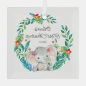 Oerwoud Elephant Baby's Eerste Kerstmis Glas Ornament (Achterkant)