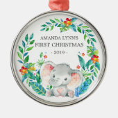 Oerwoud Elephant Baby's eerste kerstOrnament Metalen Ornament (Voorkant)