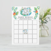 Oerwoud Elephant BINGO Baby shower Game Kaart (Staand voorkant)