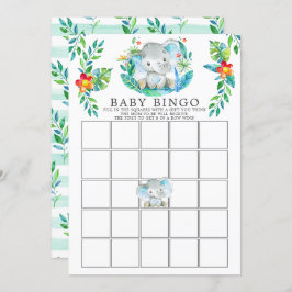 Oerwoud Elephant BINGO Baby shower Game Kaart