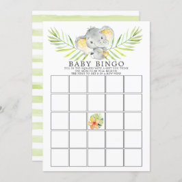 Oerwoud Elephant BINGO Baby shower Game Kaart