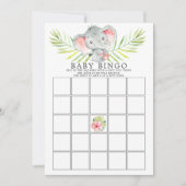 Oerwoud Elephant BINGO Baby shower Game Kaart (Voorkant)