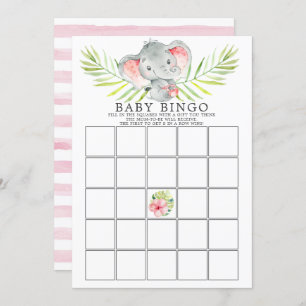 Oerwoud Elephant BINGO Baby shower Game Kaart