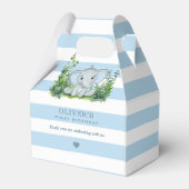 Oerwoud Elephant Blue 1st Birthday Party Hartelijk Bedankdoosjes (Achterkant)