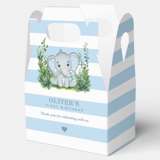 Oerwoud Elephant Blue 1st Birthday Party Hartelijk Bedankdoosjes (Geopend)