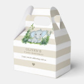 Oerwoud Elephant Boy 1st Birthday Party Dank u Bedankdoosjes (Voorkant Zijde)