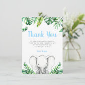 Oerwoud Elephant Boy Baby shower Bedankkaart (Staand voorkant)