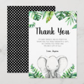 Oerwoud Elephant Boy Baby shower Black Bedankkaart (Voorkant / Achterkant)