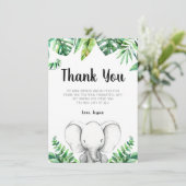 Oerwoud Elephant Boy Baby shower Black Bedankkaart (Staand voorkant)