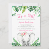 Oerwoud Elephant Girl Baby Shower Invitations Kaart (Voorkant)