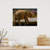 Oerwoud Elephant Holding Flowers Poster (Keuken)