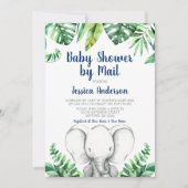 Oerwoud Elephant Navy Boy Baby shower per post Kaart (Voorkant)