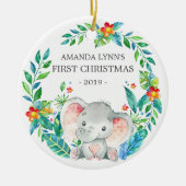 Oerwoud Elephant Photo1st-kerstversiering Keramisch Ornament (Voorkant)